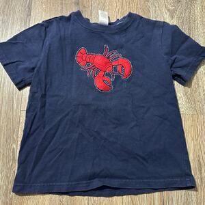 Janie and Jack Boys Shirt Size 5 Dark Blue with Red Lobster Embroidery EUC